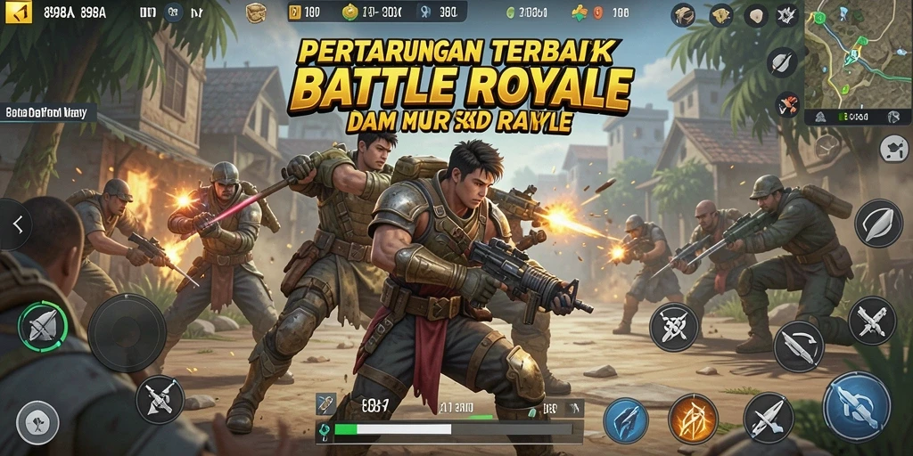 Screenshot gameplay yang menegangkan dalam 898A battle royale.