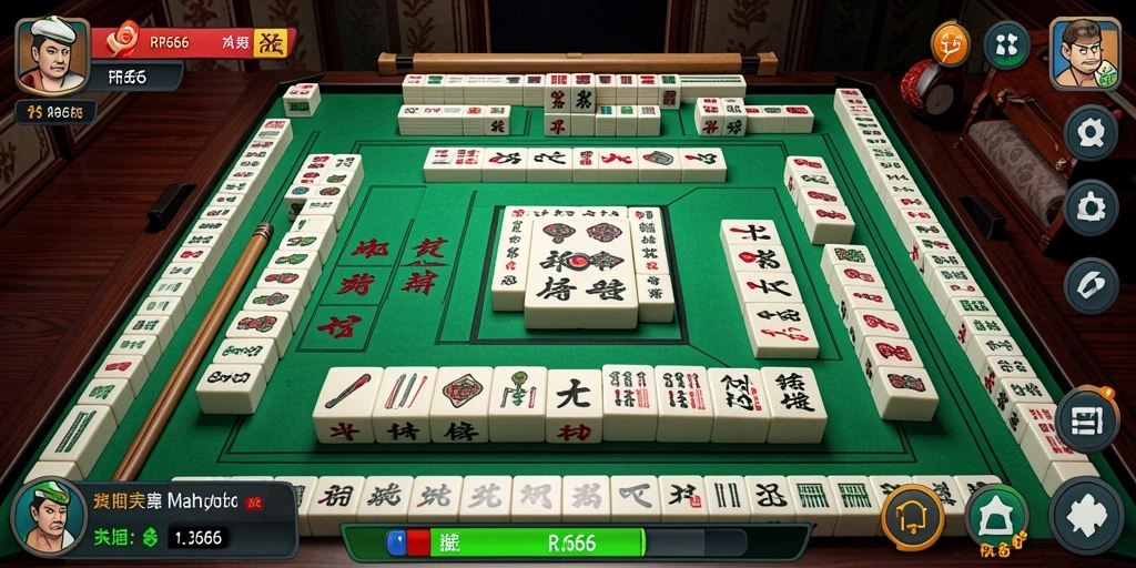Screenshot utama RR666 menampilkan gameplay Mahjong yang menarik.