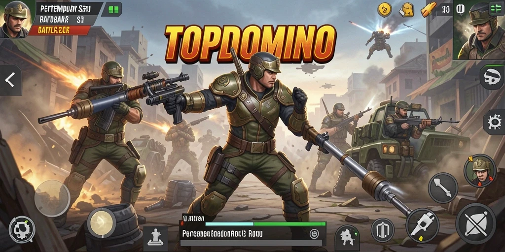 Screenshot menampilkan momen seru pertempuran dalam TOPDOMINO.